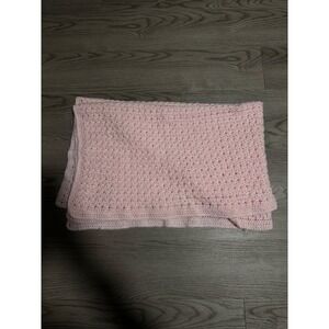 Handmade Crochet Baby Blanket Soft Pink Nursery Throw Blanket Cute Bedding